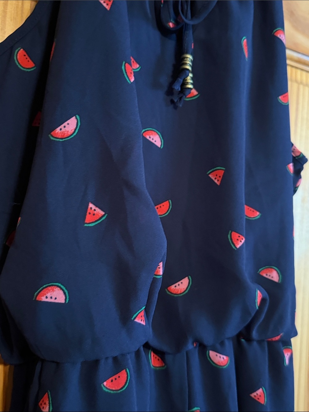 AS U WISH Womens Juicy Watermelon Romper, Large-Navy - Picture 5 of 8